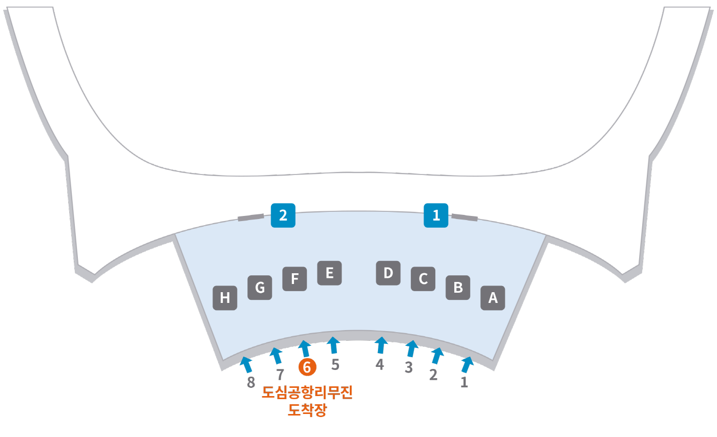 제2여객터미널 출국통로 안내도